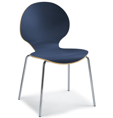 Besucherstuhl CURVE, blau / chrom, ohne Armlehnen, 4-Fuß-Gestell