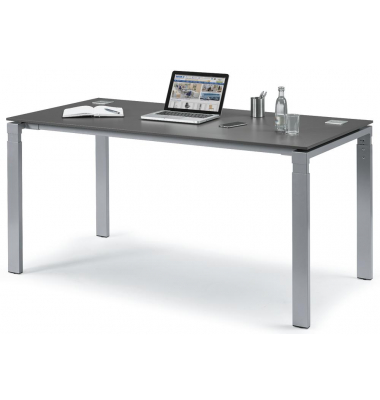 Schreibtisch Basic EVO, 73cm (H), 160x80cm (BxT), rechteckig, anthrazit / silber