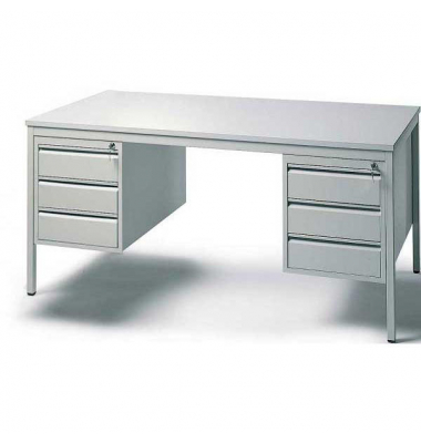 Schreibtischkombination BASE L, 72cm (H), 160x80cm (BxT), rechteckig, lichtgrau / lichtgrau