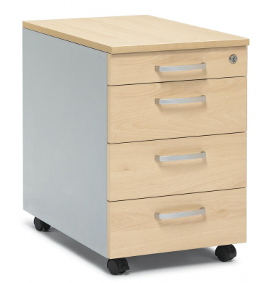 Rollcontainer 270261, buche, 4 Schubladen, Stahl/Holz, abschlie&szlig;bar
