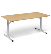 Klapptisch MODUL, 140x80cm (BxT), 72cm (H), Holz, rechteckig, buche / silber