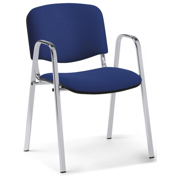 4251635608420 - Besucherstuhl ISO S blau   chrom mit Armlehnen 4-Fuß-Gestell 4251635608420 Deskin