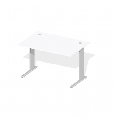 Schreibtisch Comfort M MULTI M, manuell höhenverstellbar, 64-84cm (H), 120x80cm (BxT), rechteckig, weiß / silber