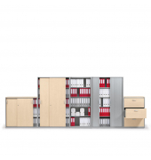 Schiebet&uuml;renschrank CONCEPT LINE 270274, abschlie&szlig;bar, 5 OH, alusilber/ahorn, 120x190x42cm (BxHxT)
