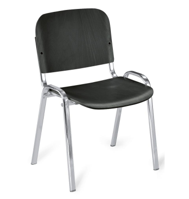 Besucherstuhl ISO Holz, schwarz / chrom, ohne Armlehnen, 4-Fuß-Gestell