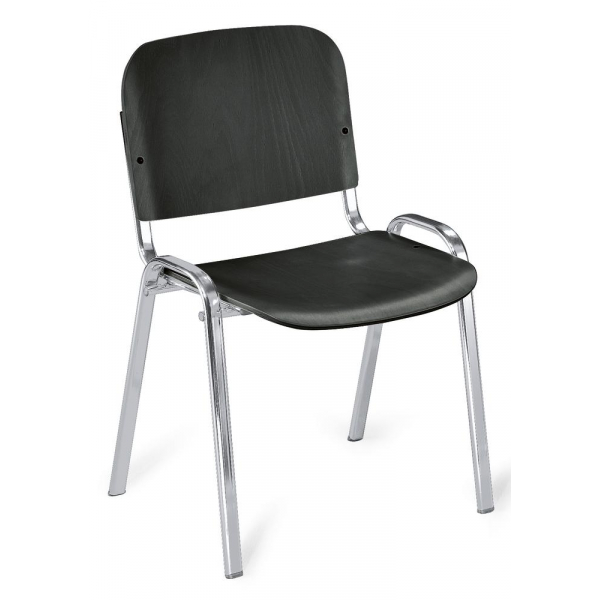 4251635609380 - Besucherstuhl ISO Holz schwarz chrom ohne Armlehnen 4-Fuß-Gestell 4251635609380 Deskin 4251635609380 - Besucherstuhl ISO Holz schwarz chrom ohne Armlehnen 4-Fuß-Gestell 4251635609380 Deskin