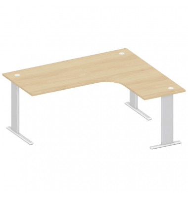 Schreibtisch Jumboform Basic M MULTI M, 74cm (H), 180x160cm (BxT), L-Form, buche / silber