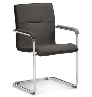 Besucherschwinger DESKIN1, dunkelgrau / chrom, mit Armlehnen, Freischwinger
