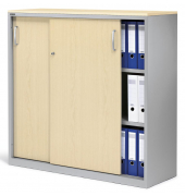 Schiebet&uuml;renschrank CONCEPT LINE 270271, abschlie&szlig;bar, 3 OH, alusilber/ahorn, 120x116x42cm (BxHxT)