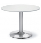 Konferenztisch MODUL, 73,5cm (H), 100x100cm (BxT), 5 Personen, rund, wei&szlig; / alusilber
