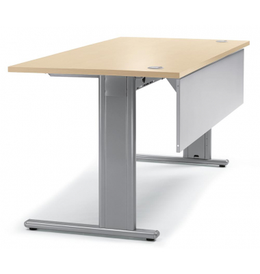 Schreibtisch Basic M MULTI M, 74cm (H), 160x80cm (BxT), rechteckig, ahorn / silber