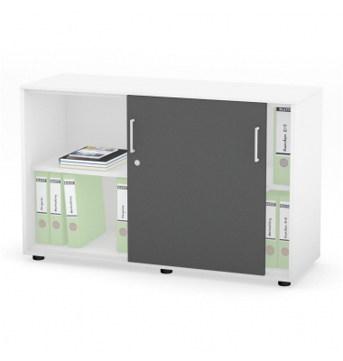 Schiebet&uuml;renschrank EVO 271042, abschlie&szlig;bar, 2x2 OH, wei&szlig;/anthrazit, 120x78,5x42cm (BxHxT)