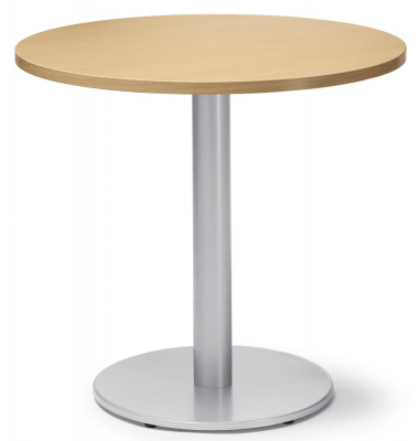 Konferenztisch MODUL, 73,5cm (H), 80x80cm (BxT), 4 Personen, rund, buche / alusilber