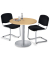 Konferenztisch MODUL, 73,5cm (H), 80x80cm (BxT), 4 Personen, rund, buche / alusilber