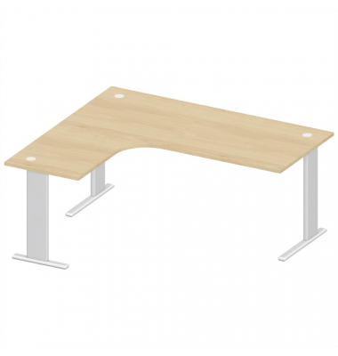 Schreibtisch Jumboform Basic M MULTI M, 74cm (H), 180x160cm (BxT), L-Form, buche / silber