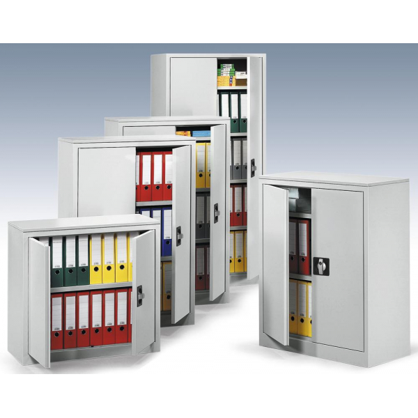 4251635610874 - Flügeltürenschrank BASE L 131166 abschließbar 3 OH lichtgrau 80x120x38cm (BxHxT) 4251635610874 Deskin