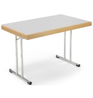 Klapptisch, 120x70cm (BxT), 73,8cm (H), Holz, rechteckig, grau / chrom