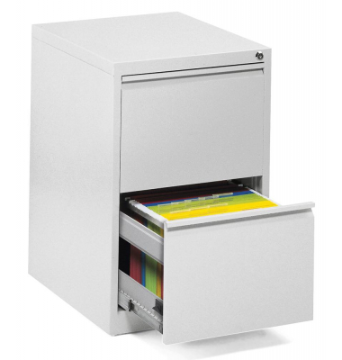 H&auml;ngeregistraturschrank 131081 Base L, lichtgrau, 2 Schubladen, 1-bahnig
