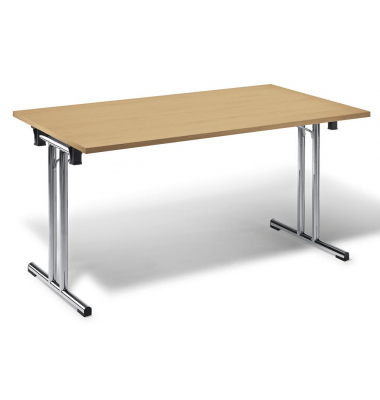 Klapptisch MODUL, 140x80cm (BxT), 72cm (H), Holz, rechteckig, buche / chrom