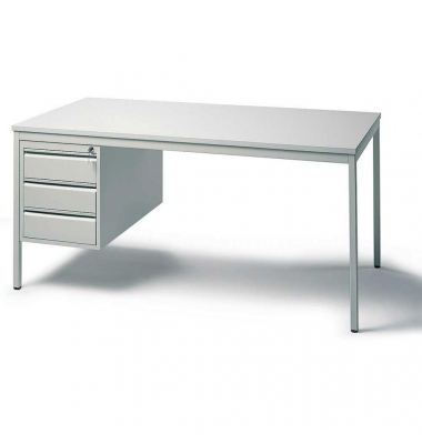 Schreibtischkombination BASE L, 72cm (H), 200x80cm (BxT), rechteckig, lichtgrau / lichtgrau