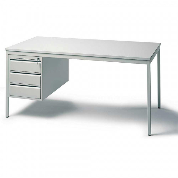 4251635611598 - Schreibtischkombination BASE L 256474 72cm (H) 200x80cm (BxT) rechteckig lichtgrau   lichtgrau 4251635611598 Deskin