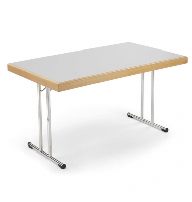 Klapptisch, 150x80cm (BxT), 73,8cm (H), Holz, rechteckig, grau / chrom