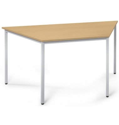 Besprechungstisch 221500, 72cm (H), 160x69cm (BxT), 3 Personen, Trapezform, buche / silber