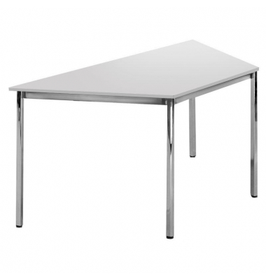 Besprechungstisch 248697, 72cm (H), 160x80cm (BxT), 3 Personen, Trapezform, lichtgrau / chrom