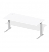 Schreibtisch Comfort Multi M, manuell höhenverstellbar, 64-84cm (H), 180x80cm (BxT), rechteckig, weiß / silber