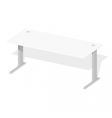 Schreibtisch Comfort Multi M, manuell höhenverstellbar, 64-84cm (H), 180x80cm (BxT), rechteckig, weiß / silber