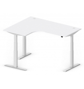 Sitz-Steh-Schreibtisch Comfort Multi M Pro, elektrisch höhenverstellbar, 64-130cm (H), 180x80cm (BxT), L-Form, lichtgrau / silbe