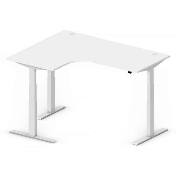 4251635612281 - Sitz-Steh-Schreibtisch Comfort Multi M Pro 285823 elektrisch höhenverstellbar  1800mmx800mm (BxT) L-Form lichtgrau   Alusilb