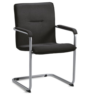 Besucherschwinger DESKIN1, dunkelgrau / silber, mit Armlehnen, Freischwinger