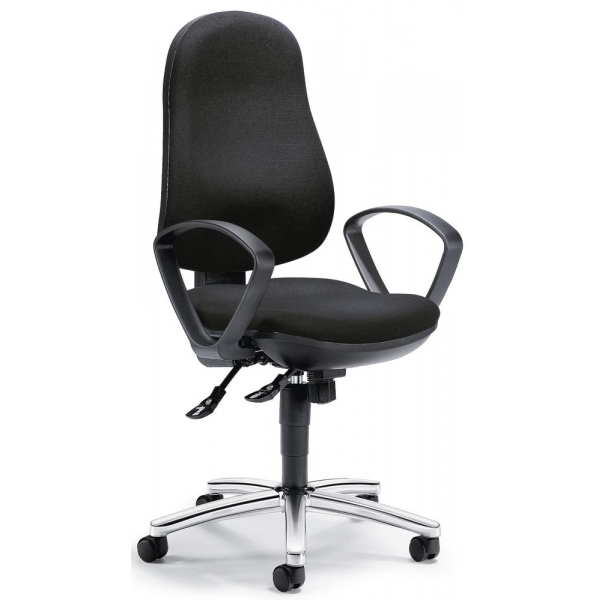 4251635612397 - Bürodrehstuhl COMFORT I schwarz chrom mit Armlehnen bis 110kg ohne Kopfstütze 4251635612397 Deskin 4251635612397 - Bürodrehstuhl COMFORT I schwarz chrom mit Armlehnen bis 110kg ohne Kopfstütze 4251635612397 Deskin