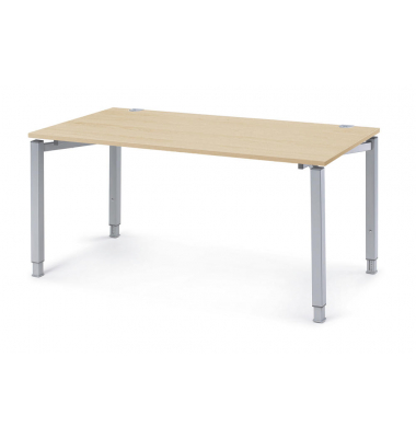 Schreibtisch CONCEPT LINE, manuell h&ouml;henverstellbar, 68-82cm (H), 160x80cm (BxT), rechteckig, buche / silber