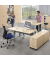 Sitz-Steh-Schreibtisch Comfort MULTI M, elektrisch höhenverstellbar, 65,5-103,5cm (H), 120x80cm (BxT), rechteckig, ahorn / silbe