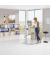 Sitz-Steh-Schreibtisch Comfort MULTI M, elektrisch höhenverstellbar, 65,5-103,5cm (H), 120x80cm (BxT), rechteckig, ahorn / silbe