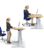 Sitz-Steh-Schreibtisch Comfort MULTI M, elektrisch höhenverstellbar, 65,5-103,5cm (H), 120x80cm (BxT), rechteckig, ahorn / silbe