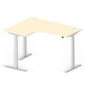 Sitz-Steh-Schreibtisch Comfort Multi M Pro, elektrisch höhenverstellbar, 64-130cm (H), 180x80cm (BxT), L-Form, ahorn / silber