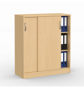 Schiebet&uuml;renschrank MULTI M 273437, abschlie&szlig;bar, 2x3 OH, buche, 100x114,5x42cm (BxHxT)