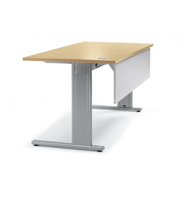 Schreibtisch Basic M MULTI M, 74cm (H), 160x80cm (BxT), rechteckig, buche / silber