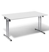 Klapptisch MODUL, 140x80cm (BxT), 72cm (H), Holz, rechteckig, wei&szlig; / chrom