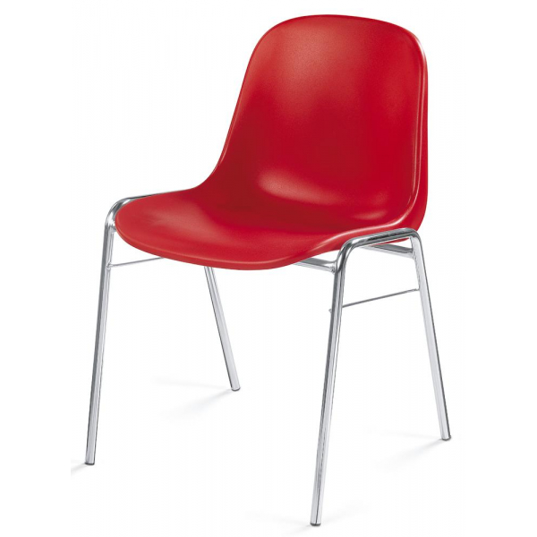 4 Stück Deskin Besucherstuhl HIP, rot / chrom, ohne Armlehnen, 4-Fuß-Gestell 4251635612793 Deskin