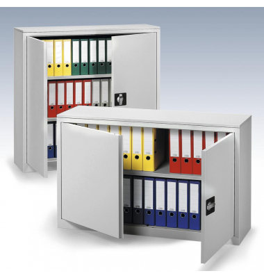 Stahlschrank BASE L 132150, abschlie&szlig;bar, 2 OH, lichtgrau, 120x75x38cm (BxHxT)