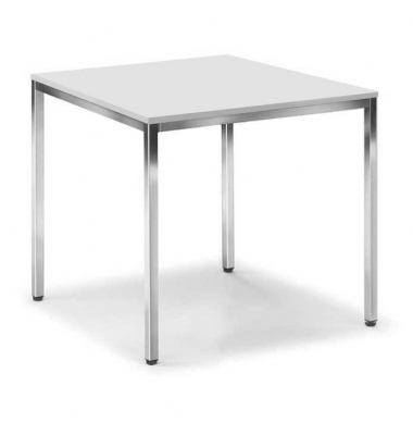 Besprechungstisch Deskin-Line, 72cm (H), 80x80cm (BxT), 4 Personen, quadratisch, lichtgrau / chrom