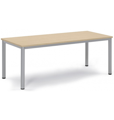 Besprechungstisch 259705, 72cm (H), 180x80cm (BxT), 8 Personen, rechteckig, ahorn / silber