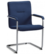 Besucherschwinger DESKIN1, dunkelblau / silber, mit Armlehnen, Freischwinger