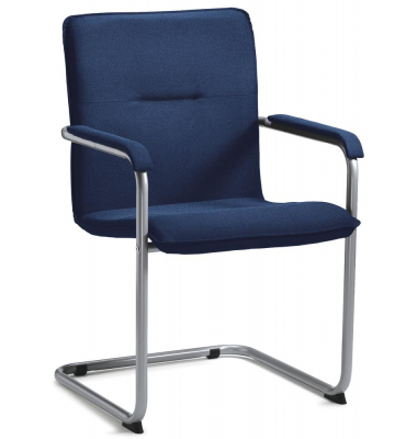 Besucherschwinger DESKIN1, dunkelblau / silber, mit Armlehnen, Freischwinger