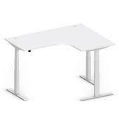Sitz-Steh-Schreibtisch Comfort Multi M Pro, elektrisch höhenverstellbar, 64-130cm (H), 180x80cm (BxT), L-Form, lichtgrau / silbe