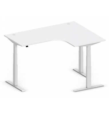 Sitz-Steh-Schreibtisch Comfort Multi M Pro, elektrisch höhenverstellbar, 64-130cm (H), 180x80cm (BxT), L-Form, lichtgrau / silbe